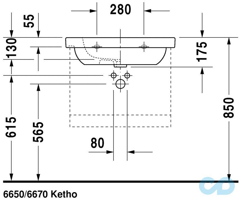 розміри раковина duravit d-code 034265