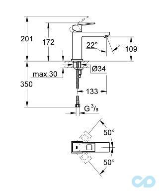 розмір змішувач для раковини eurocube 23446000