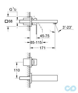 розмір змішувач для раковини m-size grohe eurocube 19895000