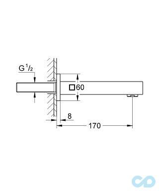 креслення Виливши в ванну Grohe Eurocube 13303000