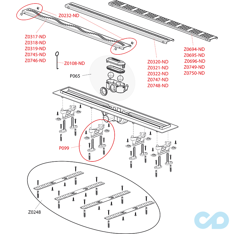 технічна схема Душовий канал AlcaPlast APZ9 850 мм