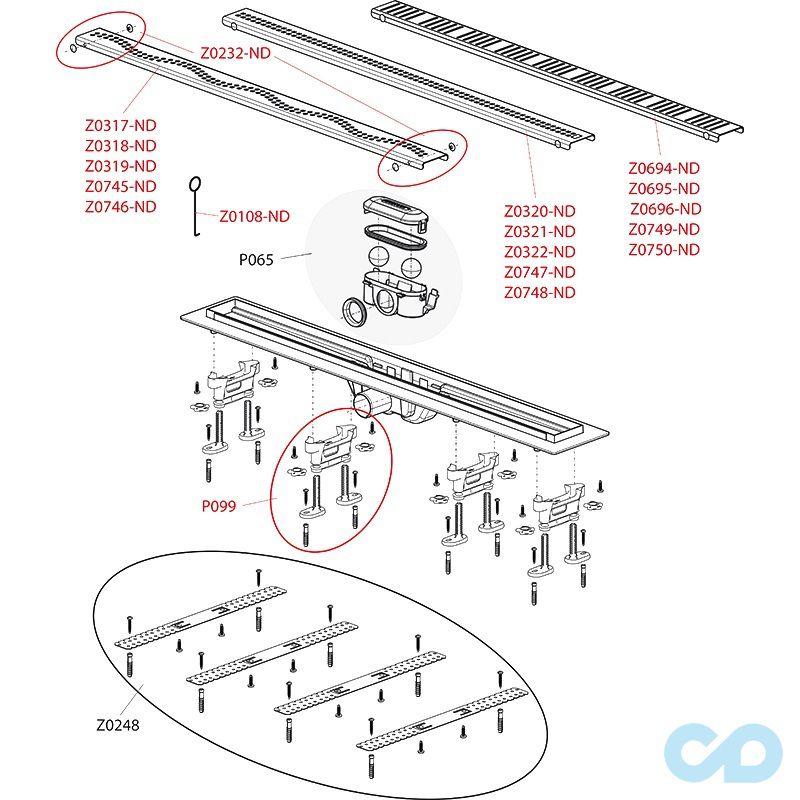 креслення Душовий канал AlcaPlast APZ10 950 мм
