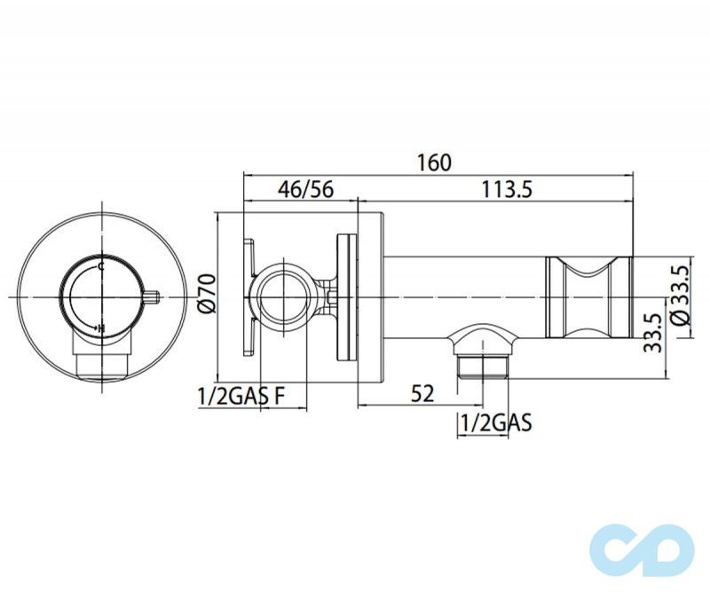 креслення Набір для гігієнічного душу Bossini Paloma Flat E37011B00030015