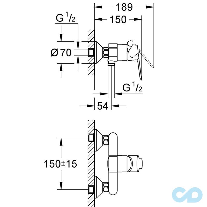 розмір змішувач для душа grohe bauedge 23333000