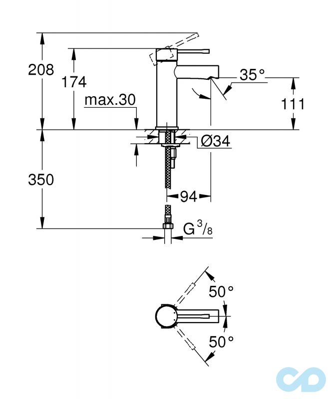 розмір змішувач для раковини grohe essence new 34294001