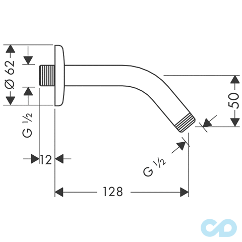 креслення тримач душу Hansgrohe 128 мм 27411000