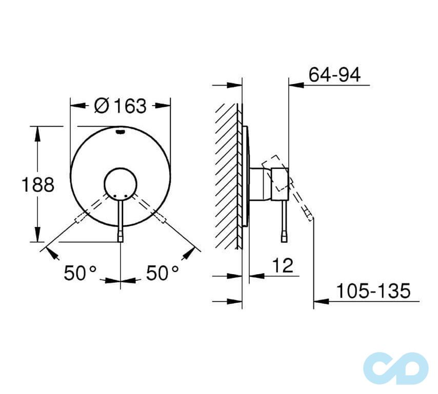 креслення Змішувач для душа Grohe Essence New 19286001
