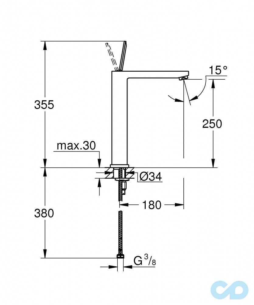 розмір змішувач для раковини grohe eurocube joy 23661000