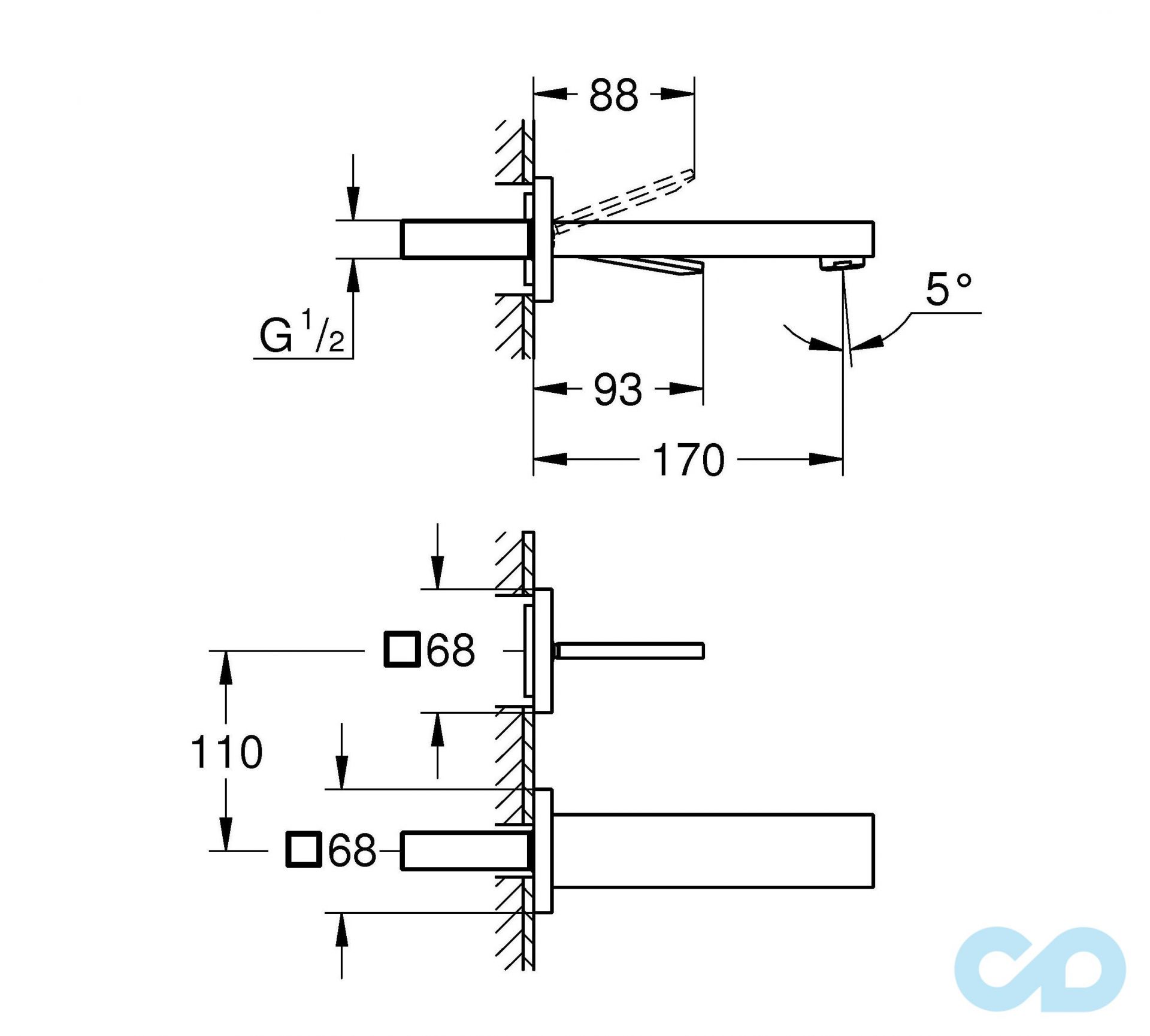 розмір змішувач для раковини grohe eurocube joy 19997000