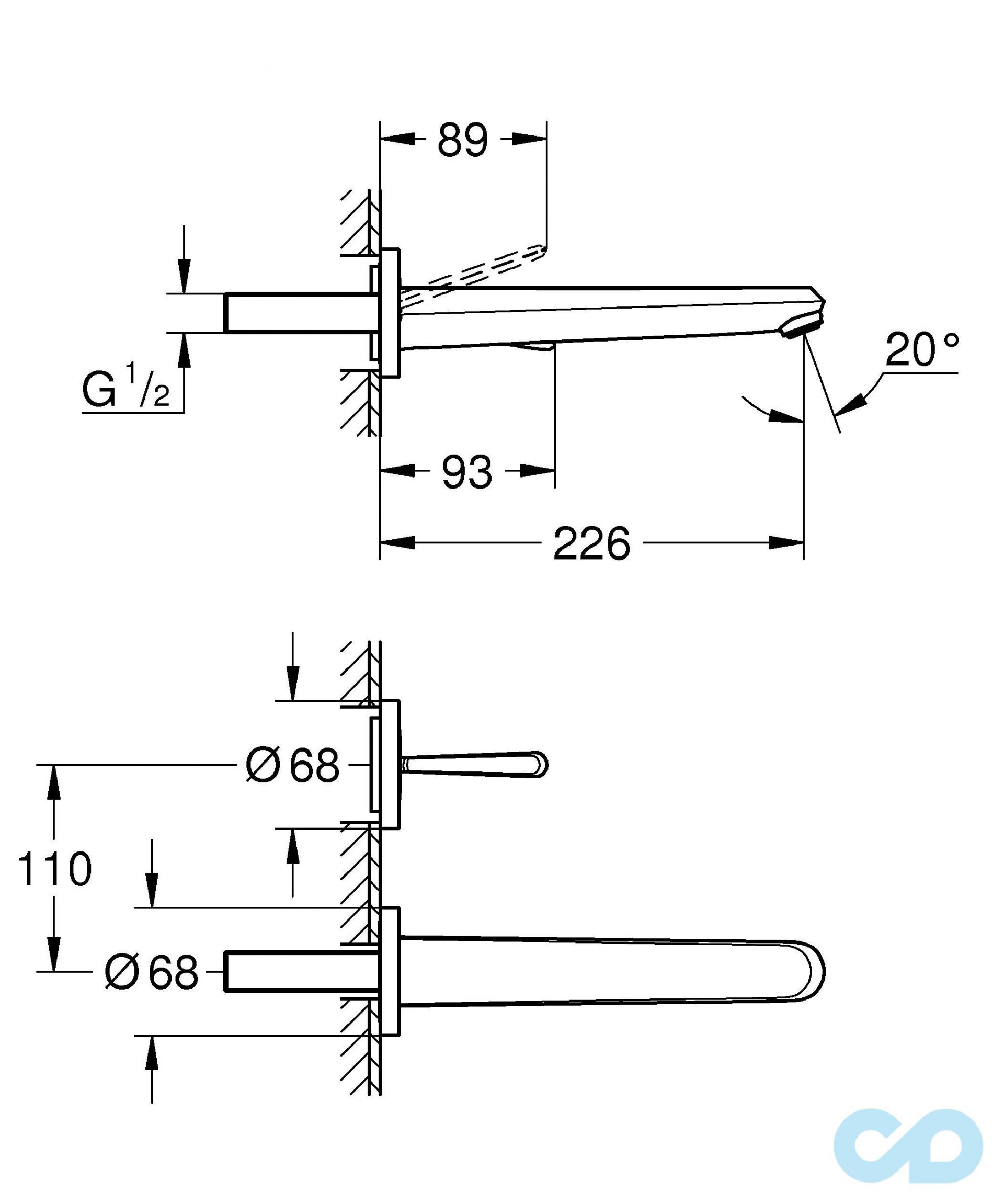 розмір змішувач для раковини grohe eurodisc joy 19969000