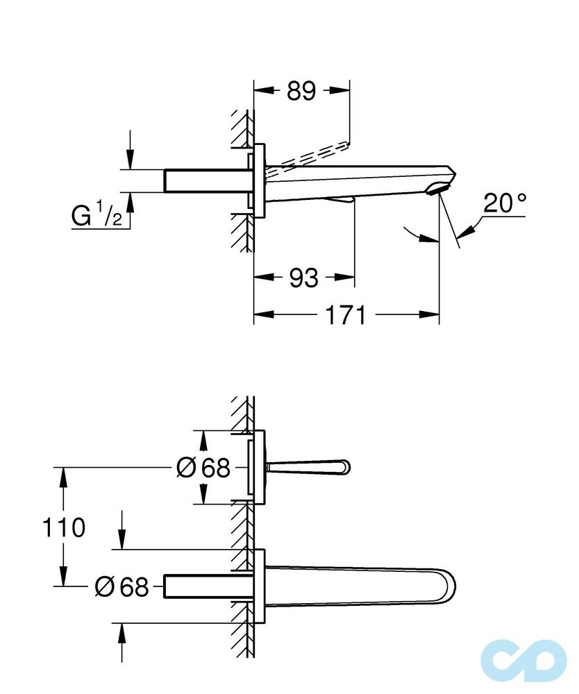 розмір змішувач для раковини grohe eurodisc joy 19968000