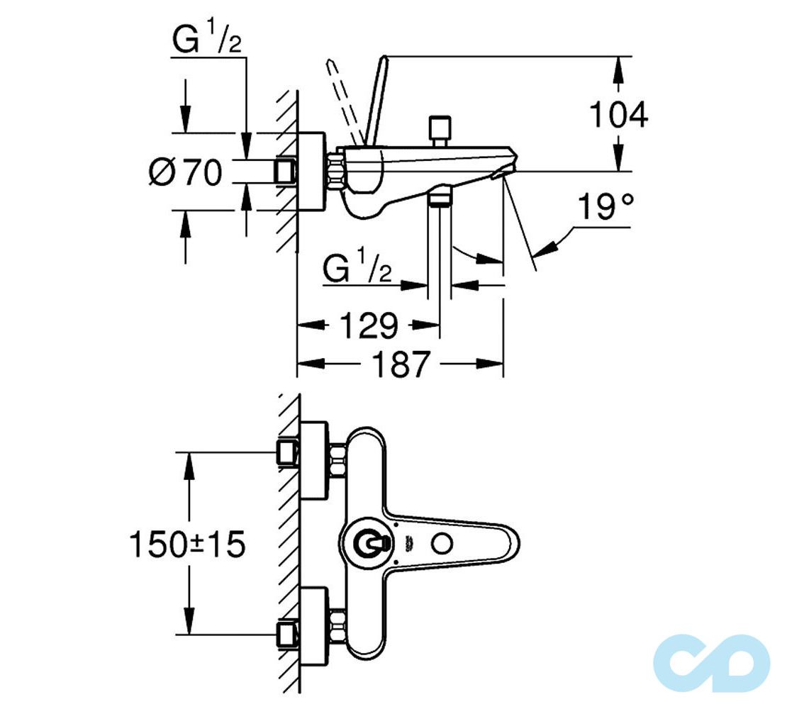 розмір змішувач для ванни grohe eurodisc joy 23431000