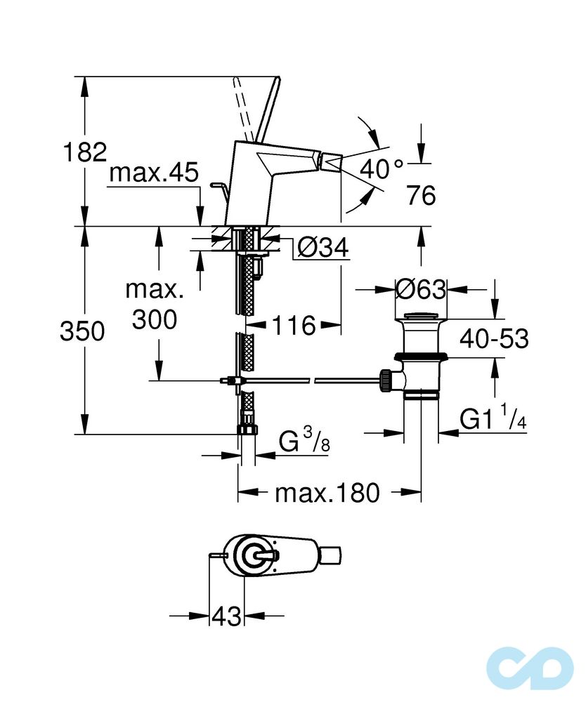 розмір змішувач для біде grohe eurodisc joy 24036000