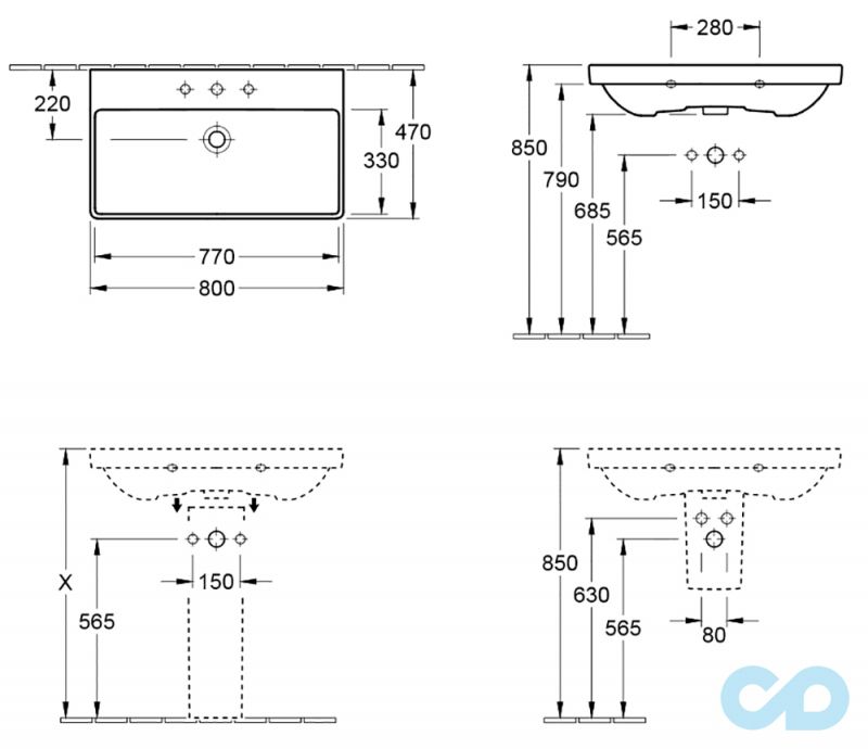 раковина villeroy & boch avento 41568001 фото