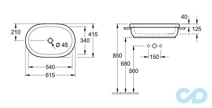 раковина вбудована villeroy & boch architectura 41666001 ціна