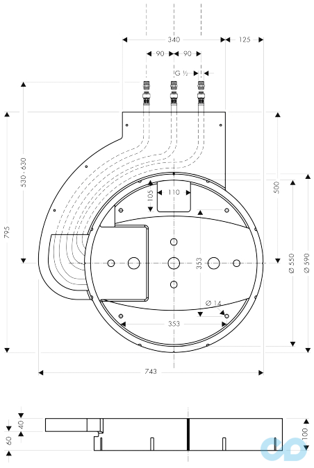 креслення Прихована частина Hansgrohe Raindance Rainmaker 28412180
