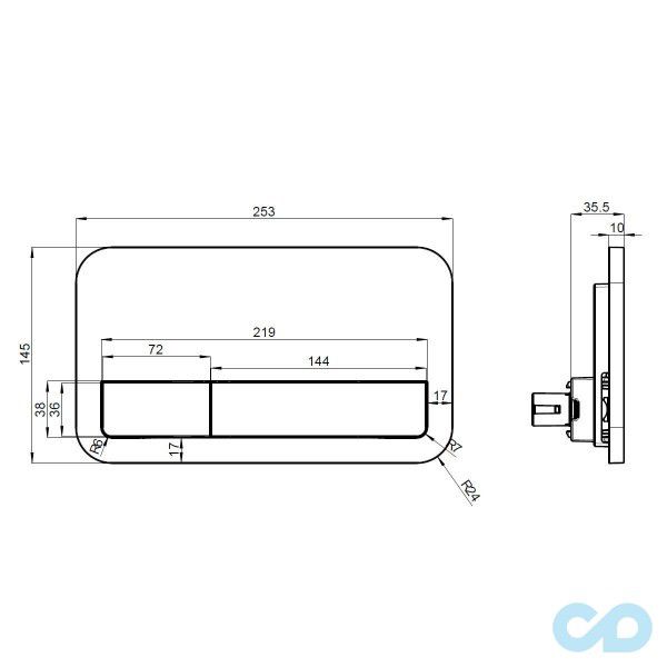 технічна схема Інсталяція для унітазу Villeroy & Boch Viconnect 92246100 + E200 92249068