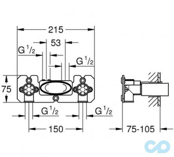 креслення Прихована частина Grohe Grohtherm Smart Control 26449000