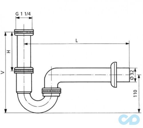 креслення Сифон для раковини Sanit 31.011.00.0000