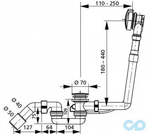 чертеж Сифон для ванн Sanit 35.060