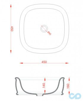 креслення Pаковіна накладна Artceram Azuley AZL001