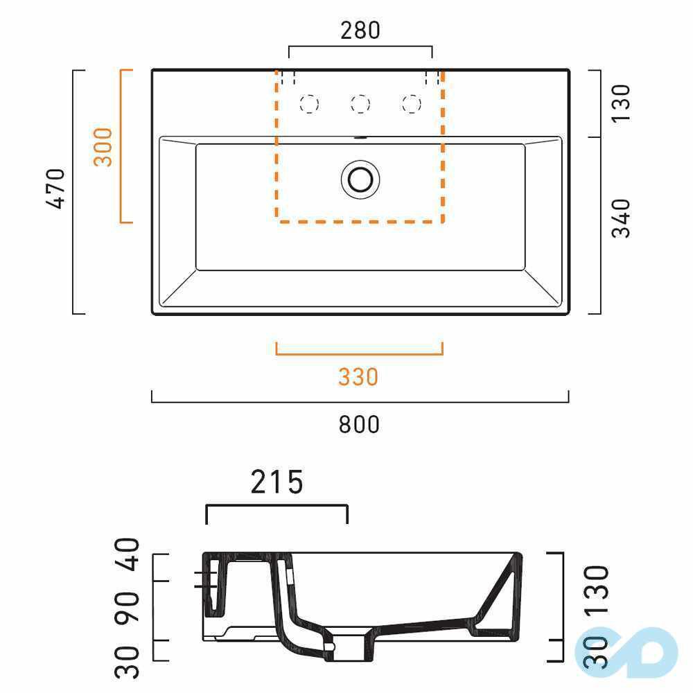 розміри раковина catalano premium 80 180vp00