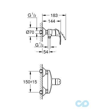розмір змішувач для душа grohe eurosmart 33555002