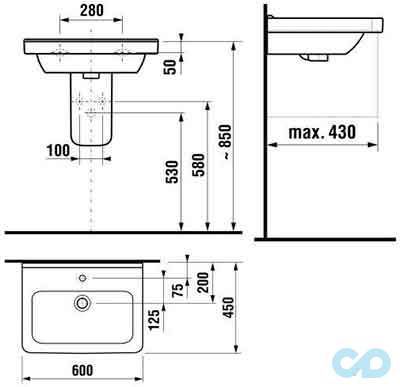 креслення Раковина Jika Cubito 8104230001041