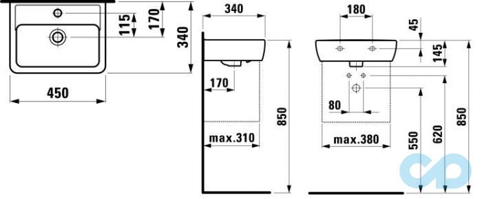 креслення Раковина Laufen Pro 8119510001041