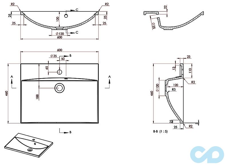 мебельная раковина fancy marble amelia размеры