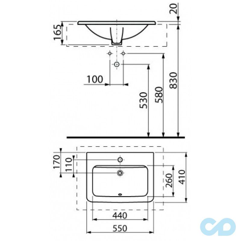 креслення Раковина Jika Cubito 8174220001041