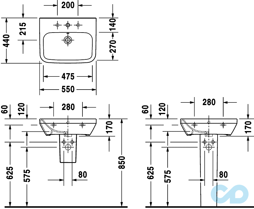 раковина duravit durastyle 231955 розміри