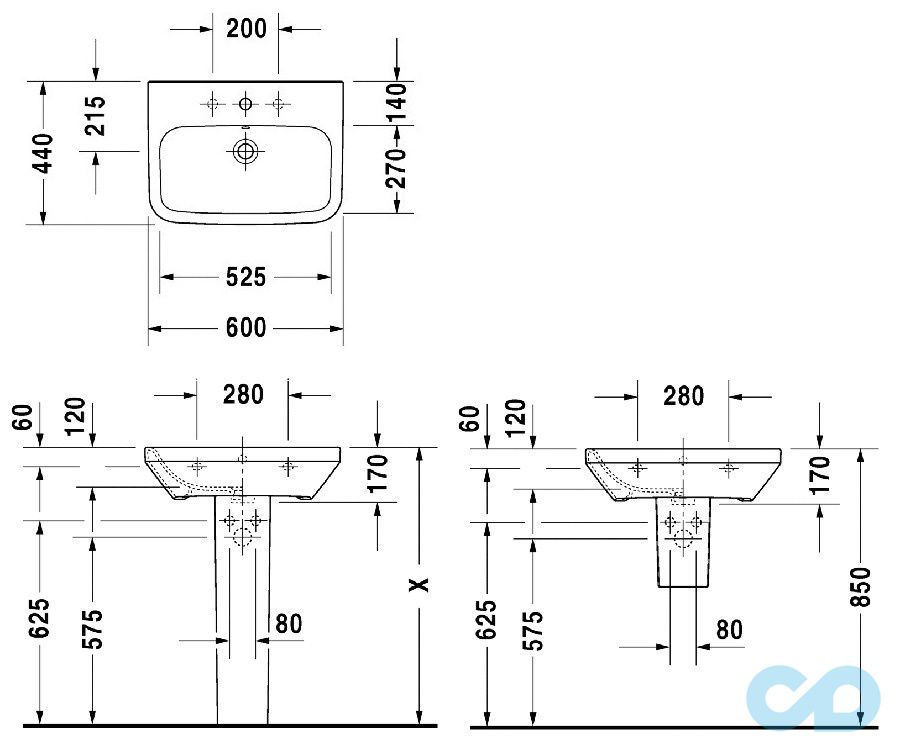 раковина duravit durastyle 231960 размеры