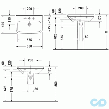 раковина duravit durastyle 231965 размеры