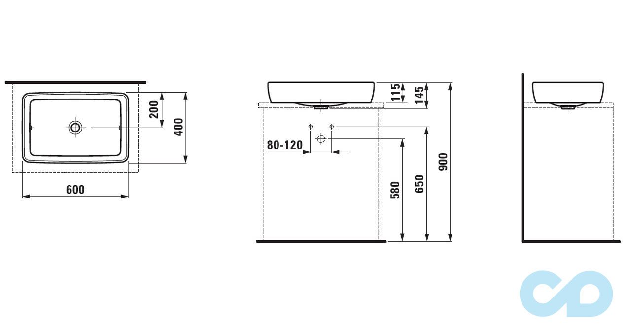 розміри раковина накладна laufen pro a 8169520001121