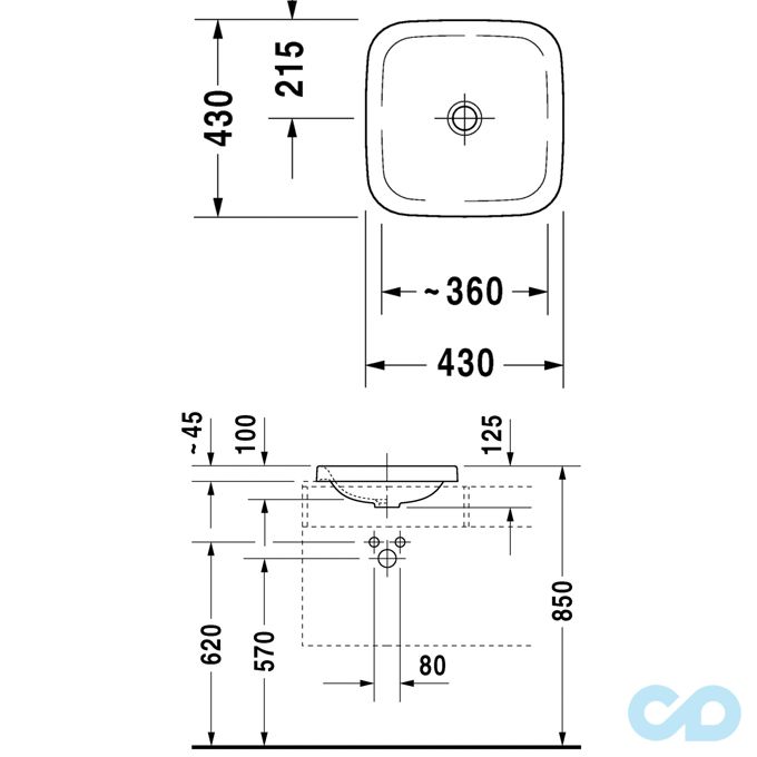 ціна раковина вбудована duravit durastyle 037243