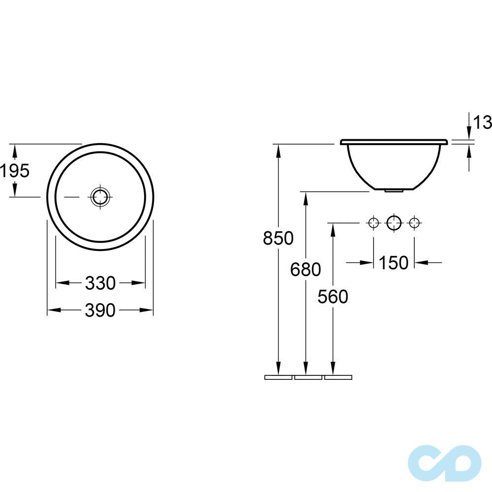 розміри раковина villeroy & boch loop & friends 61403901