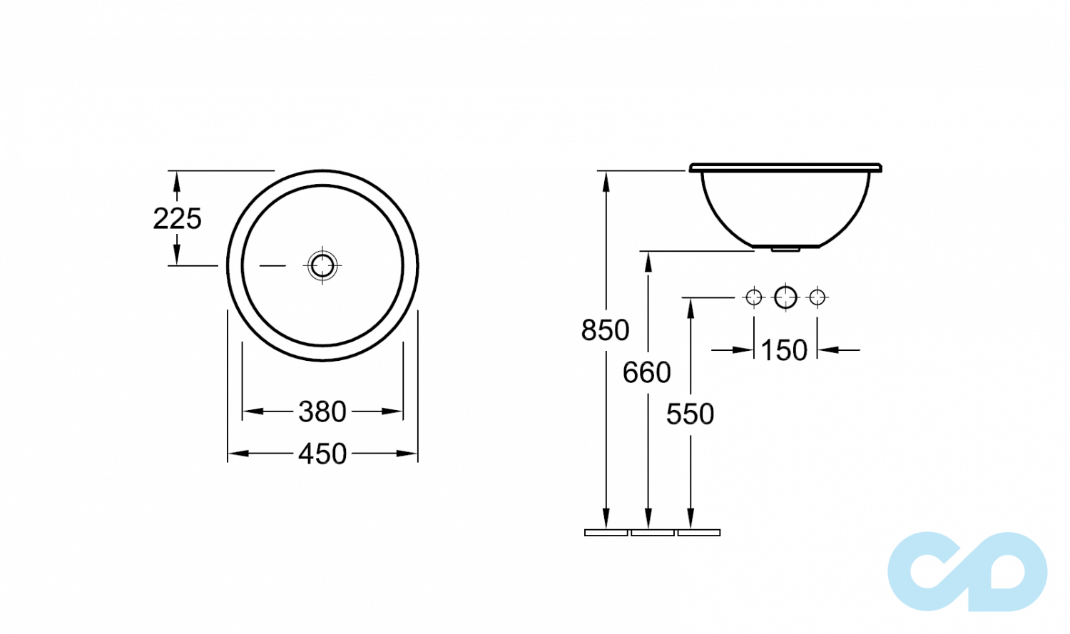 размеры раковина villeroy & boch loop & friends 61404501