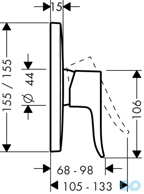 креслення Змішувач для душа Hansgrohe Metris 31456000