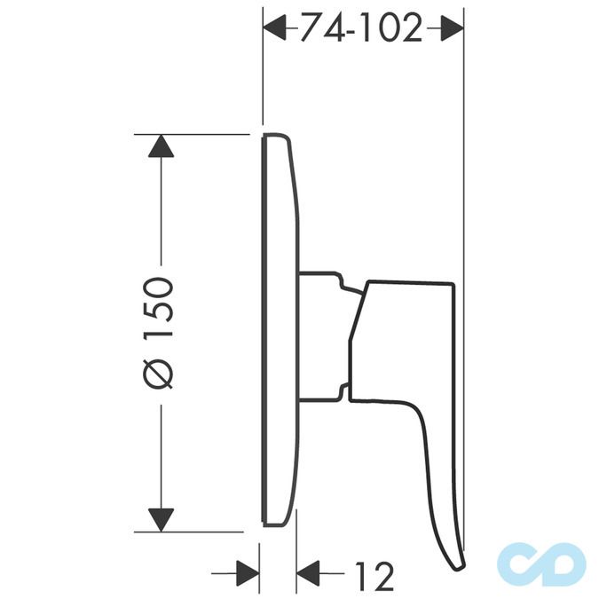 креслення Змішувач для душа Hansgrohe Metris 31686000