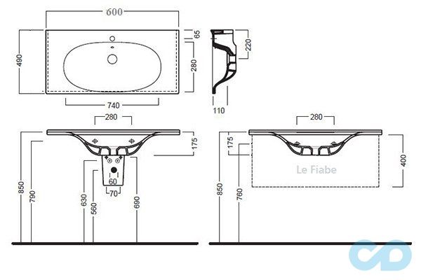 раковина hatria le fiabe y1br розміри