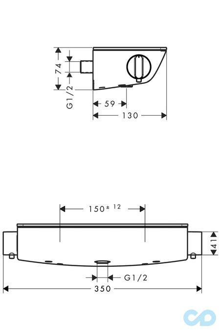 креслення Термостат для душа Hansgrohe Ecostat Select 13161000