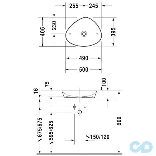 размеры раковина накладная duravit cape cod 2339500000