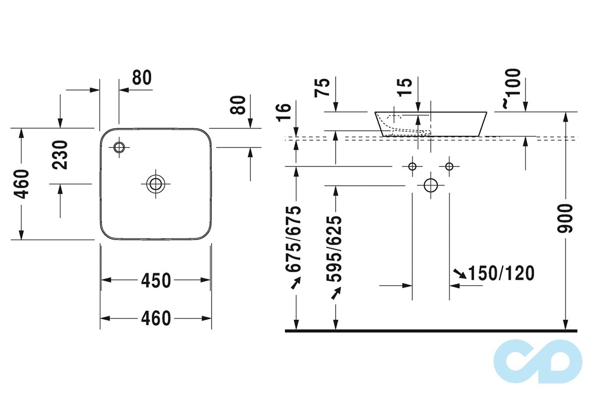 размеры раковина накладная duravit cape cod 2340460000