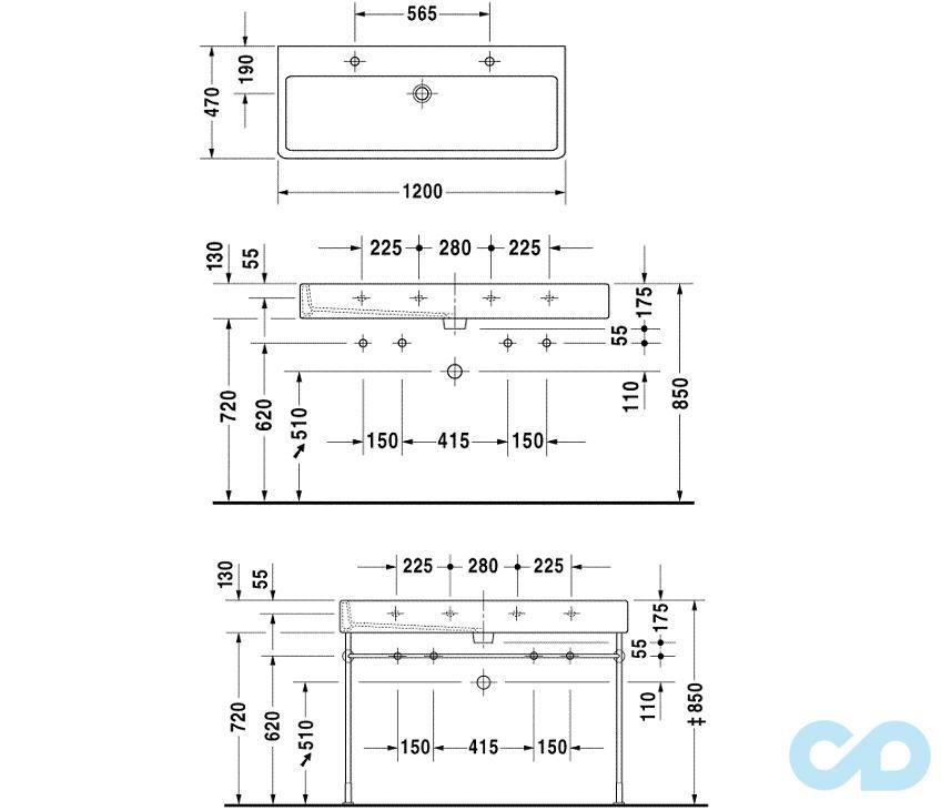 раковина встраиваемая duravit vero 0454120024 размеры