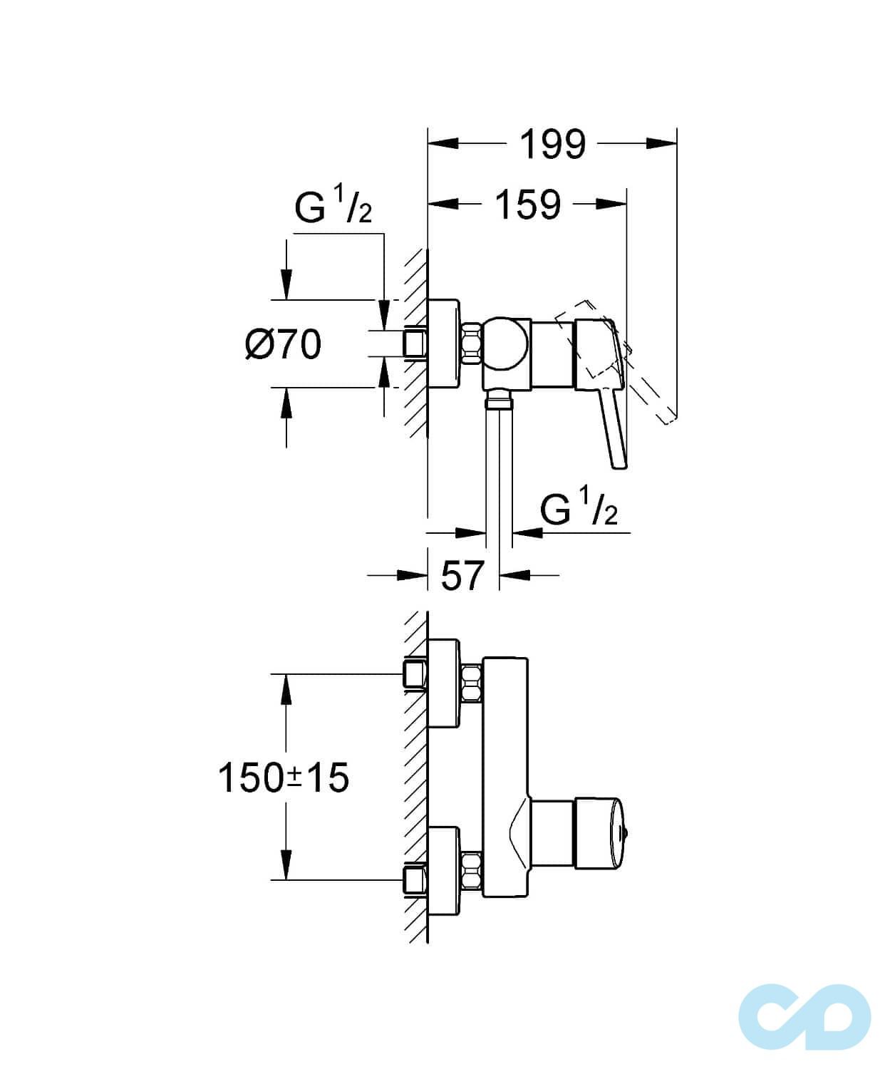 розмір змішувач для душа grohe concetto 32210001