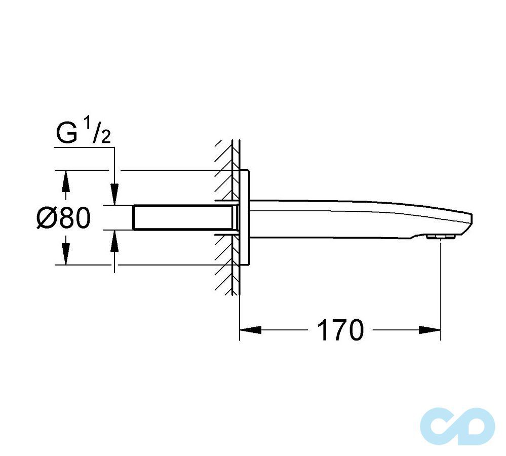 креслення Вилив для ванни Grohe Eurostyle Cosmopolitan 13276002