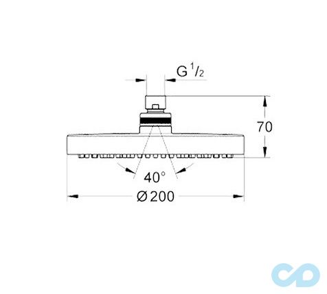 креслення Верхній душ Grohe New Tempesta Cosmopolitan 200 27541000