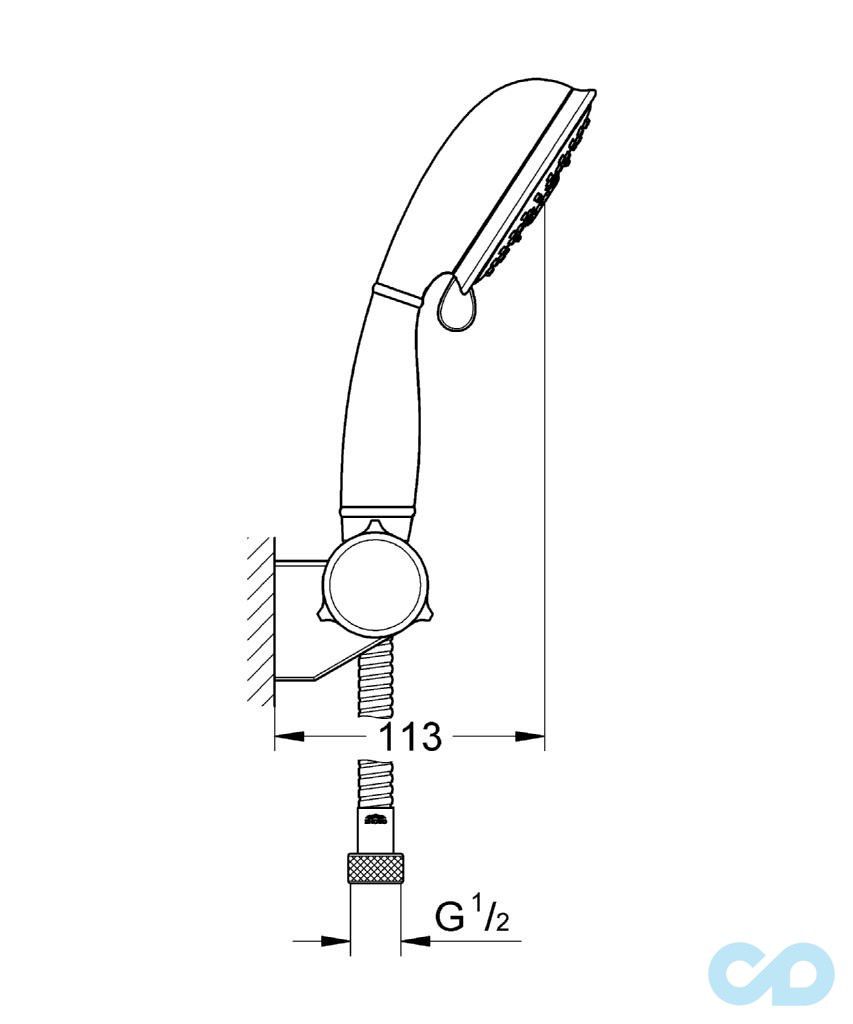 креслення Ручний душ Grohe New Tempesta Rustic 100 27805000