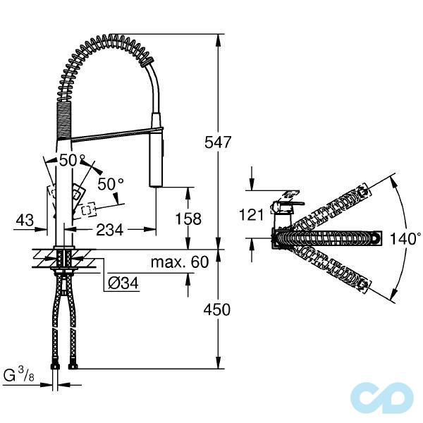 розмір кухонний змішувач grohe eurocube 31395000